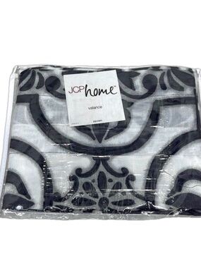 JCP Home Soft Black & White Retro Abstract Print Valance Curtain 17” x 82”